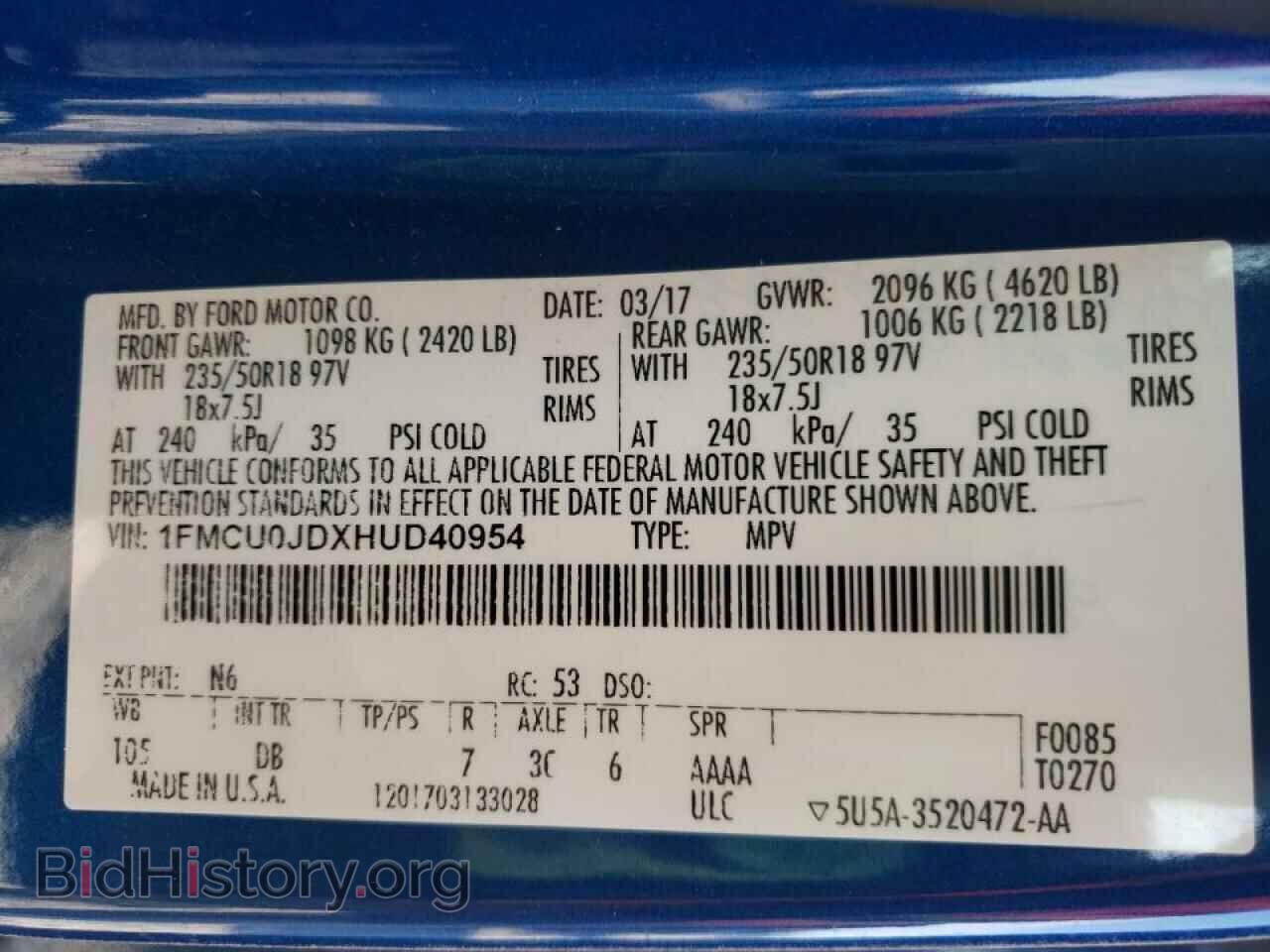 2017 FORD ESCAPE - VIN: 1FMCU0JDXHUD40954 - Фото 10