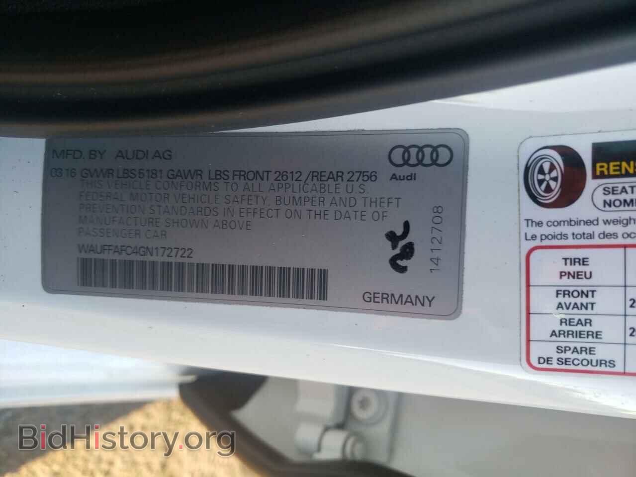 2016 AUDI A6 - VIN: WAUFFAFC4GN172722 - Фото 10