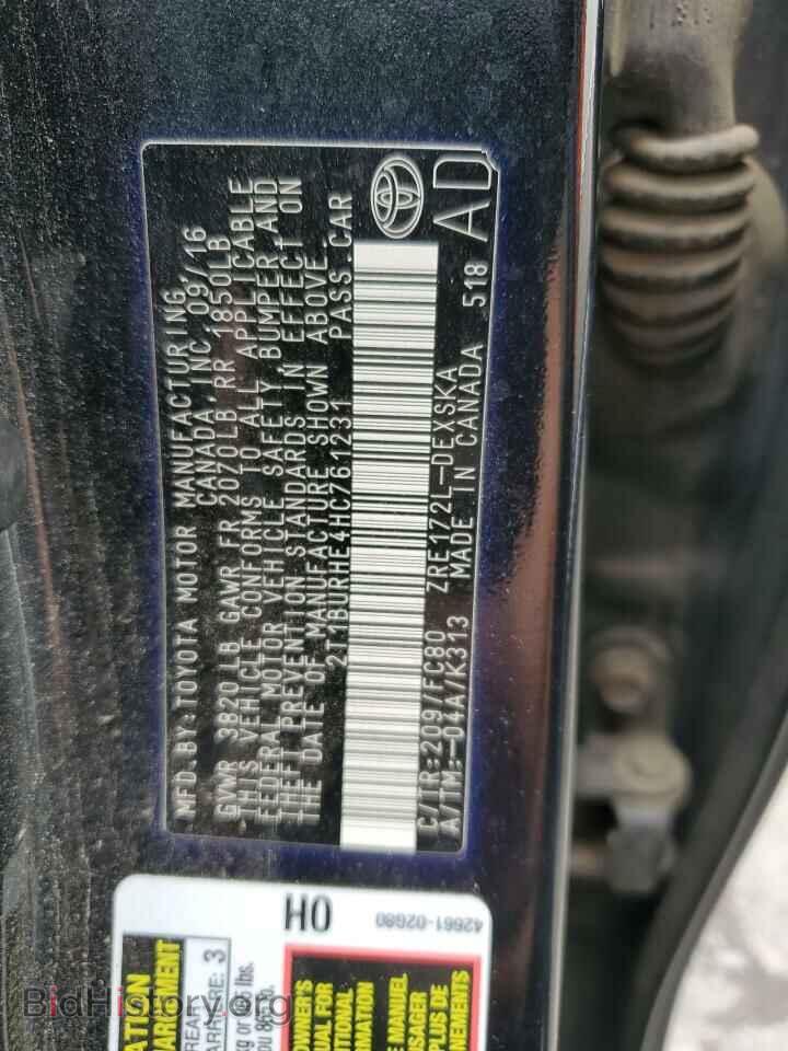 2017 TOYOTA COROLLA - VIN: 2T1BURHE4HC761231 - Фото 13