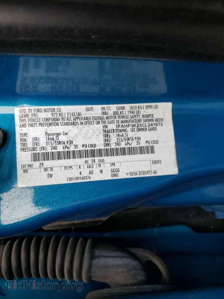 2012 FORD FOCUS - VIN: 1FAHP3K23CL241672 - Photo 10