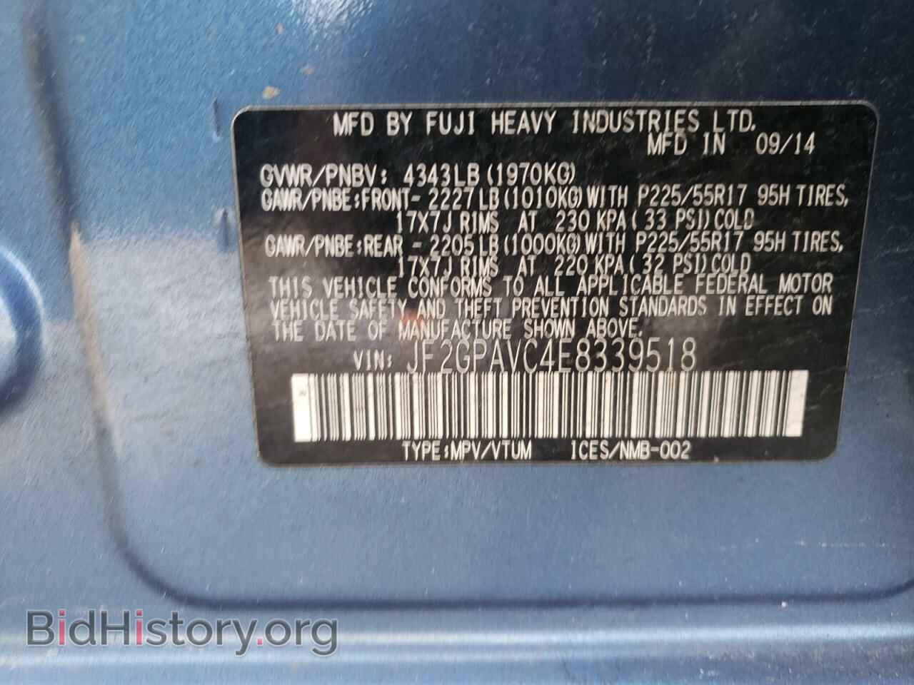 2014 SUBARU XV - VIN: JF2GPAVC4E8339518 - Photo 10