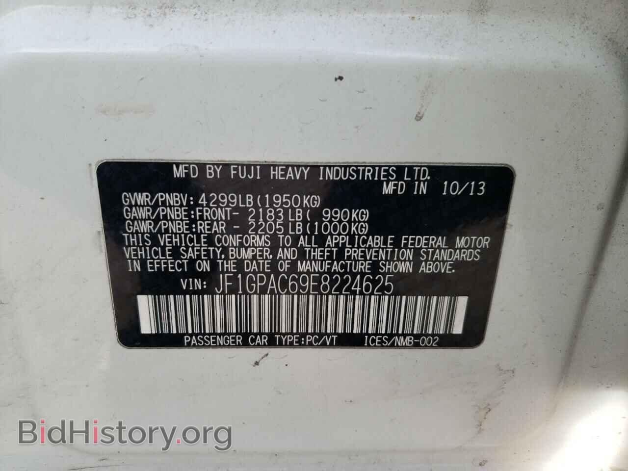 2014 SUBARU IMPREZA - VIN: JF1GPAC69E8224625 - Фото 10