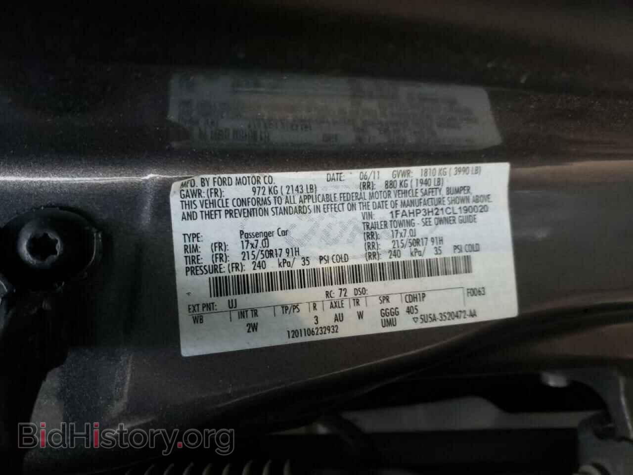 2012 FORD FOCUS - VIN: 1FAHP3H21CL190020 - Фото 10