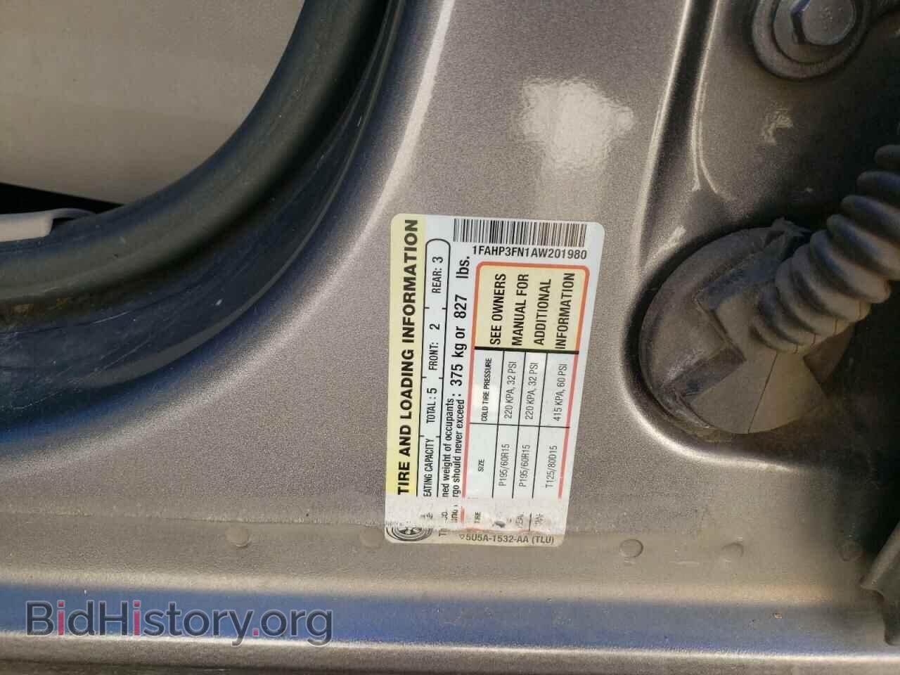 2010 FORD FOCUS - VIN: 1FAHP3FN1AW201980 - Фото 10