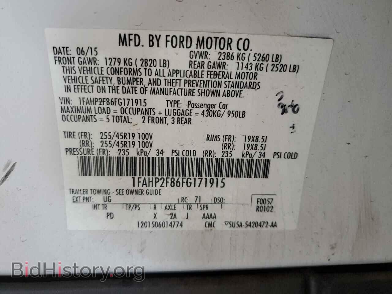 2015 FORD TAURUS - VIN: 1FAHP2F86FG171915 - Фото 12