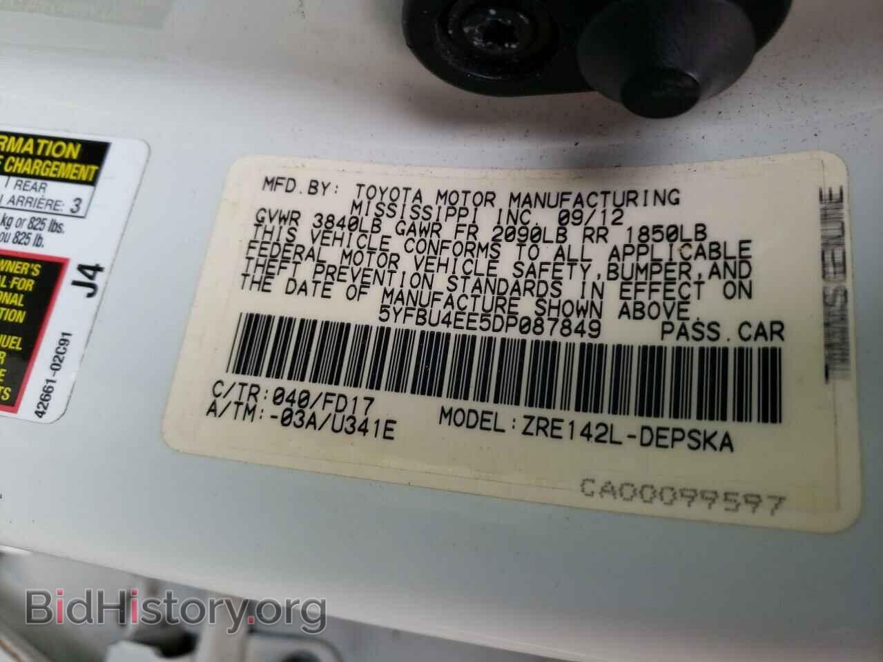 2013 TOYOTA COROLLA - VIN: 5YFBU4EE5DP087849 - Фото 10