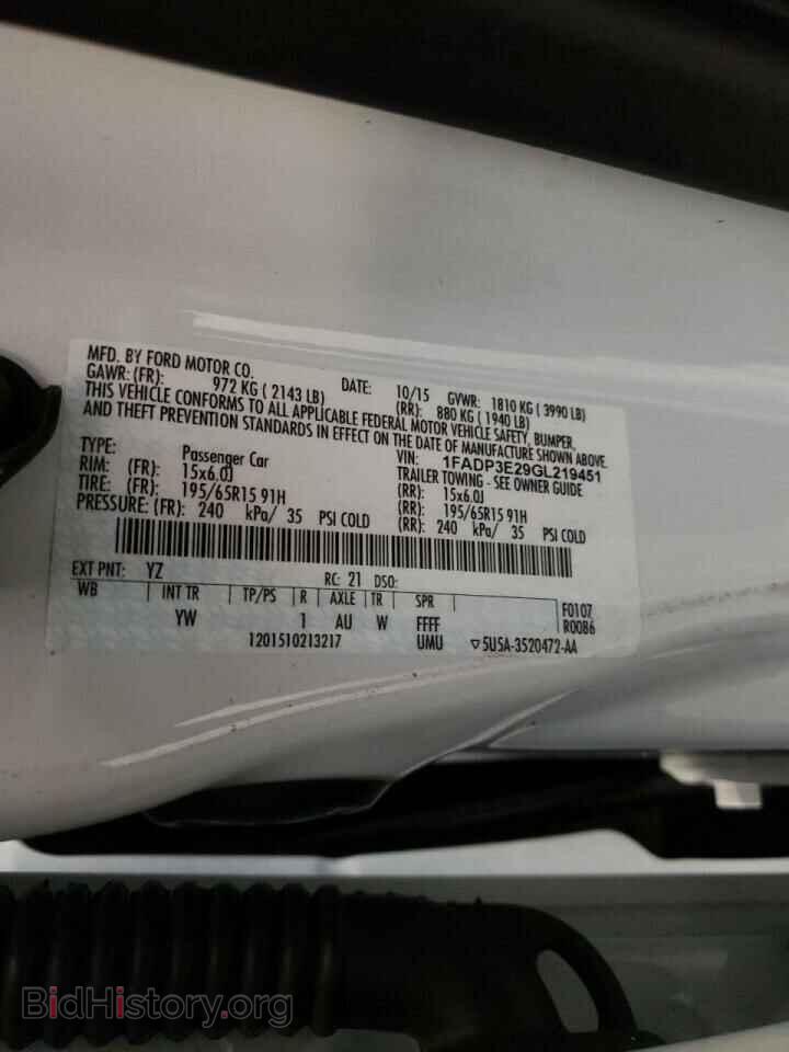 2016 FORD FOCUS - VIN: 1FADP3E29GL219451 - Фото 10