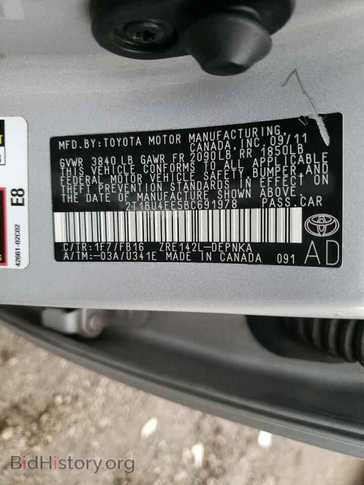 2011 TOYOTA COROLLA - VIN: 2T1BU4EE5BC691978 - Фото 10