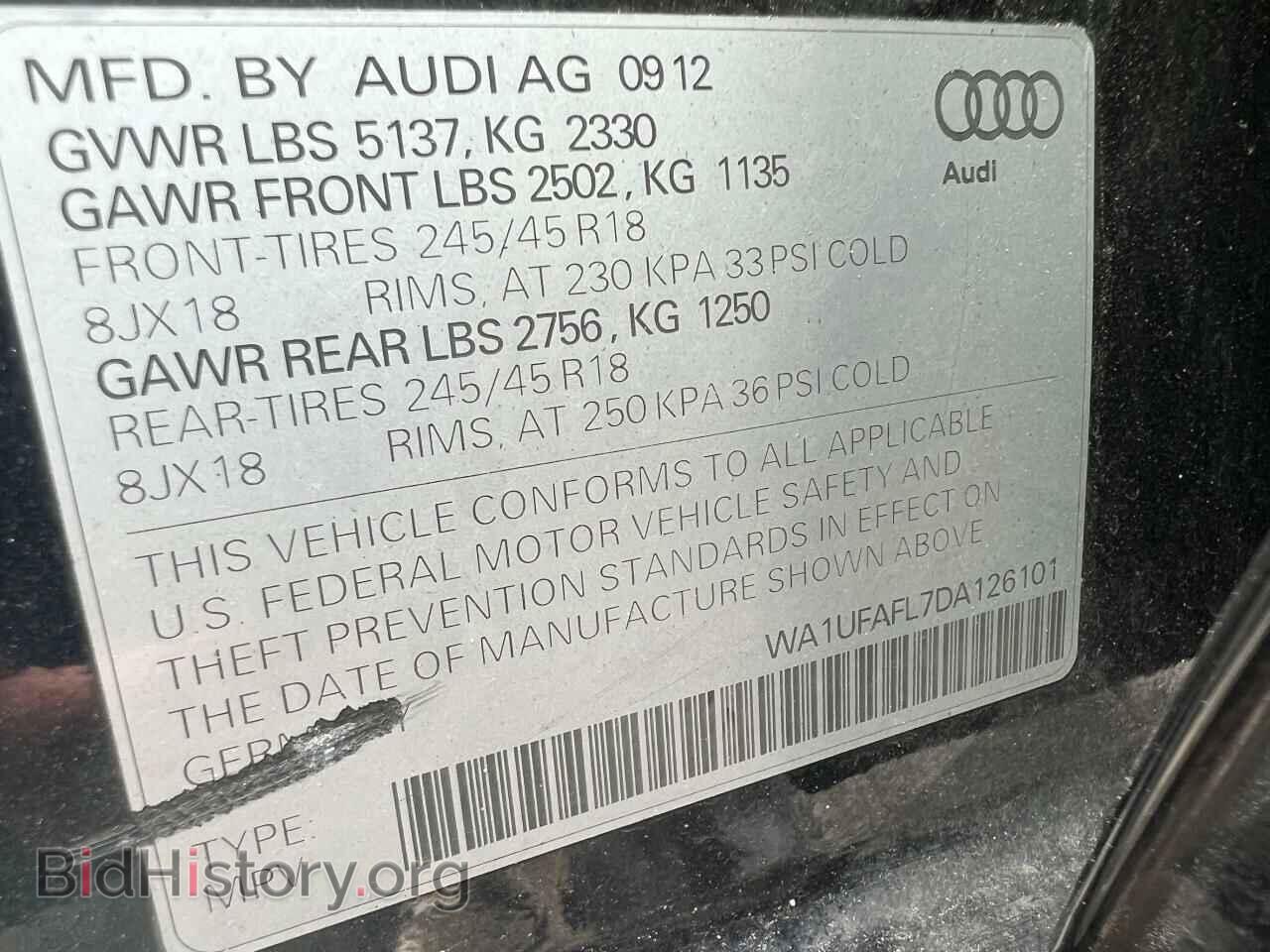 2013 AUDI A4 - VIN: WA1UFAFL7DA126101 - Фото 10