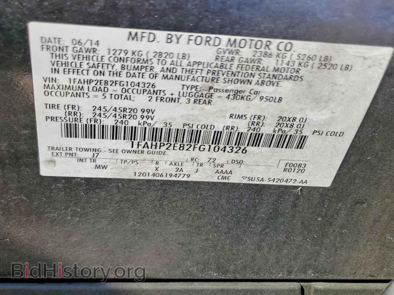 2015 FORD TAURUS - VIN: 1FAHP2E82FG104326 - Photo 12