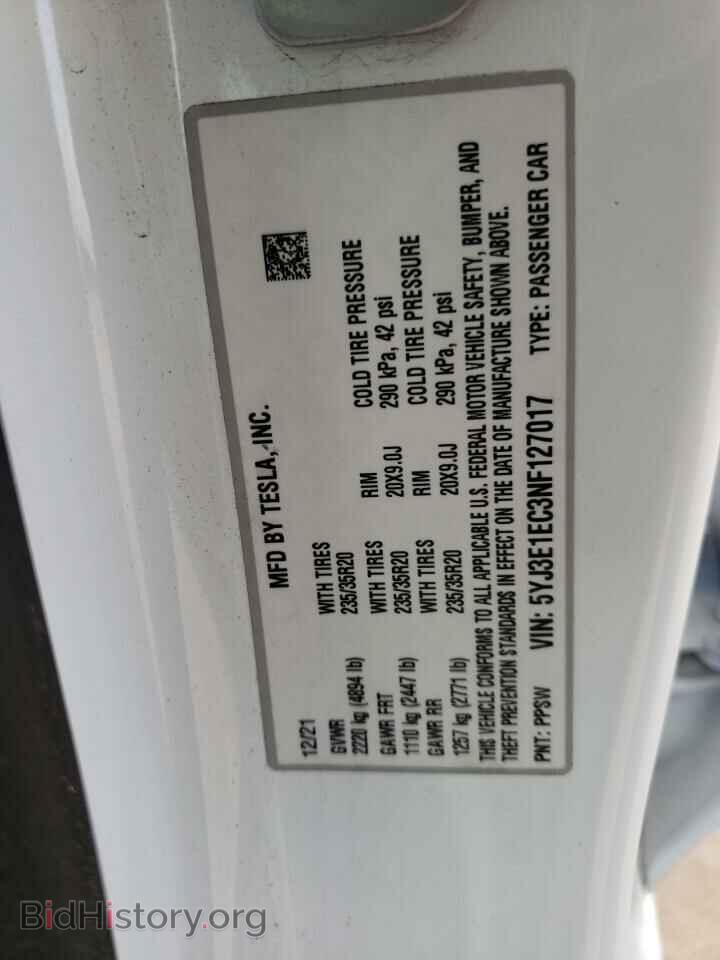 2022 TESLA MODEL 3 - VIN: 5YJ3E1EC3NF127017 - Фото 13