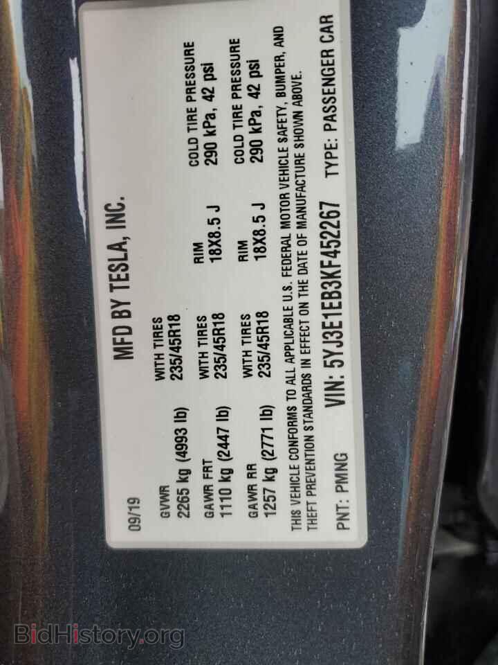 2019 TESLA MODEL 3 - VIN: 5YJ3E1EB3KF452267 - Фото 13