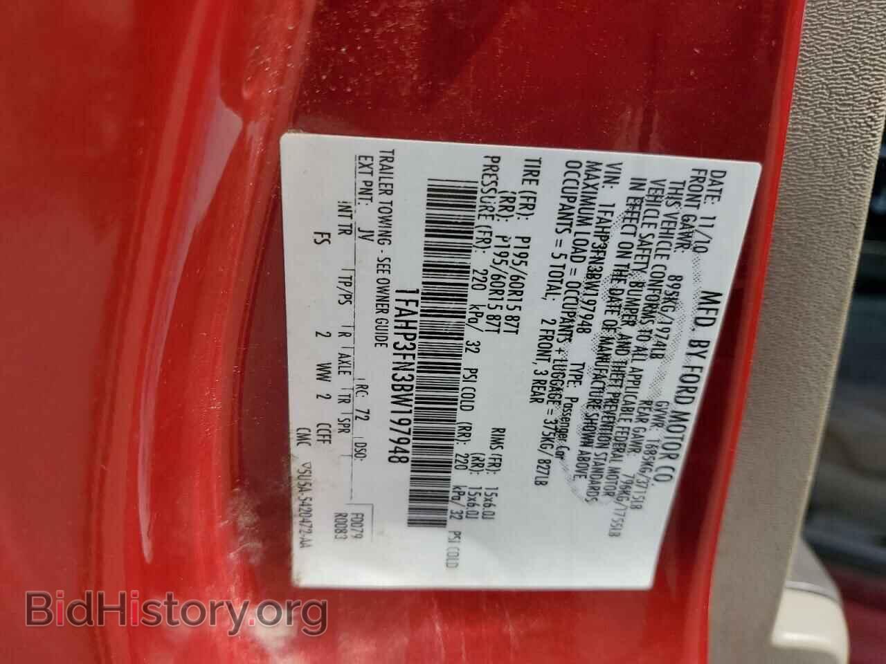 2011 FORD ALL Models - VIN: 1FAHP3FN3BW197948 - Фото 12
