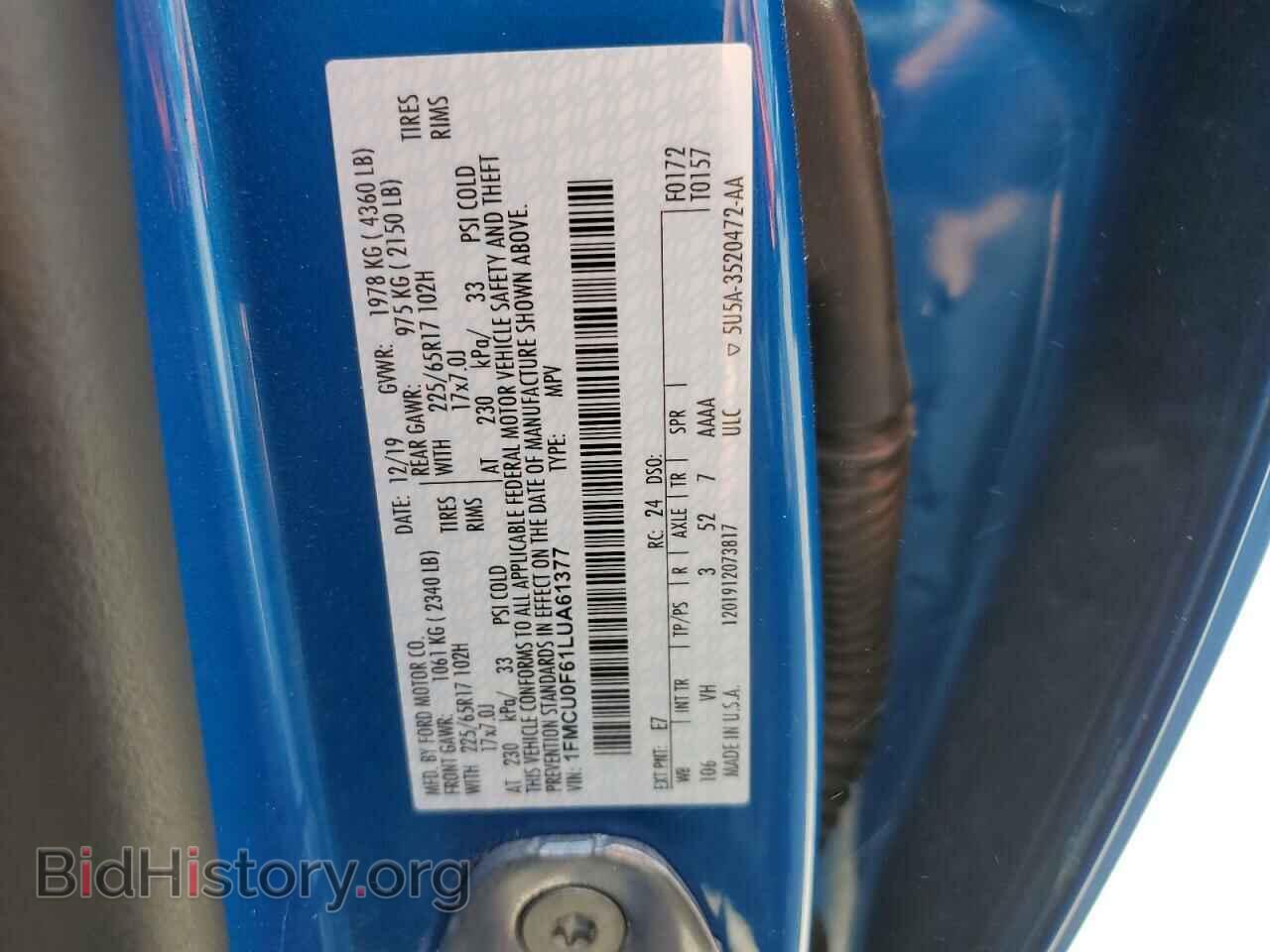 2020 FORD ESCAPE - VIN: 1FMCU0F61LUA61377 - Photo 13