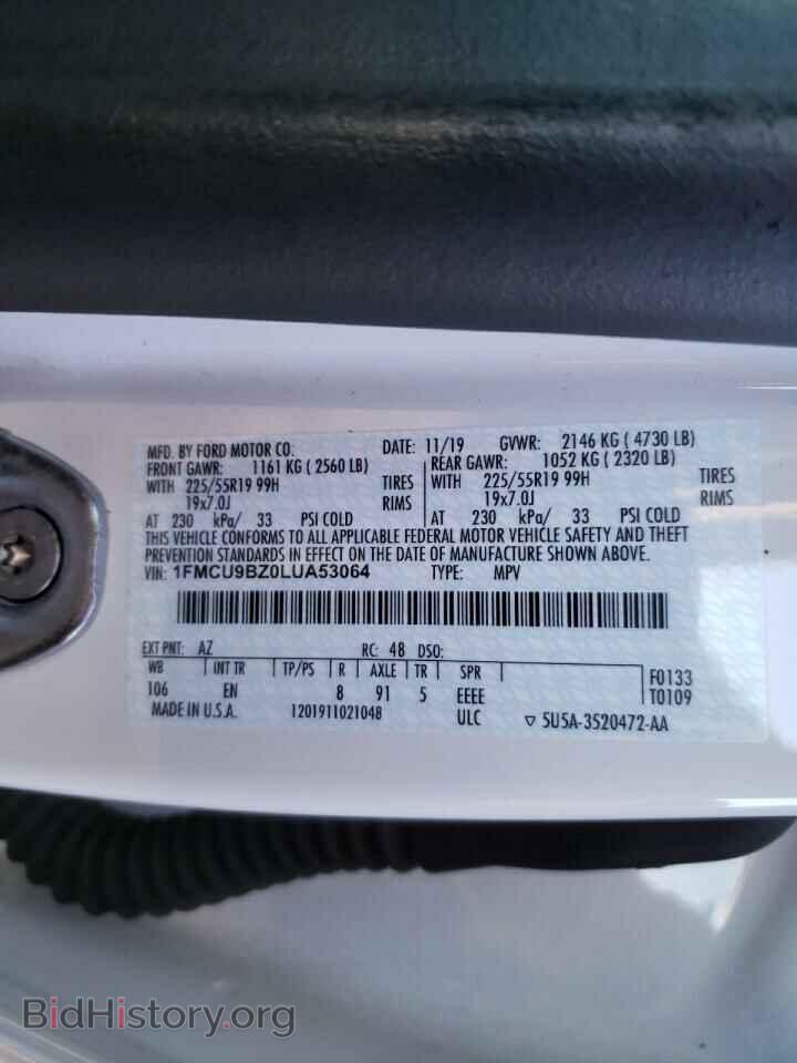 2020 FORD ESCAPE - VIN: 1FMCU9BZ0LUA53064 - Photo 10