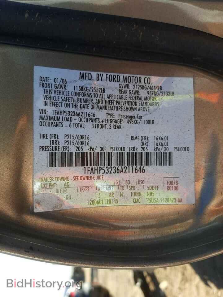2006 FORD TAURUS - VIN: 1FAHP53236A211646 - Фото 10