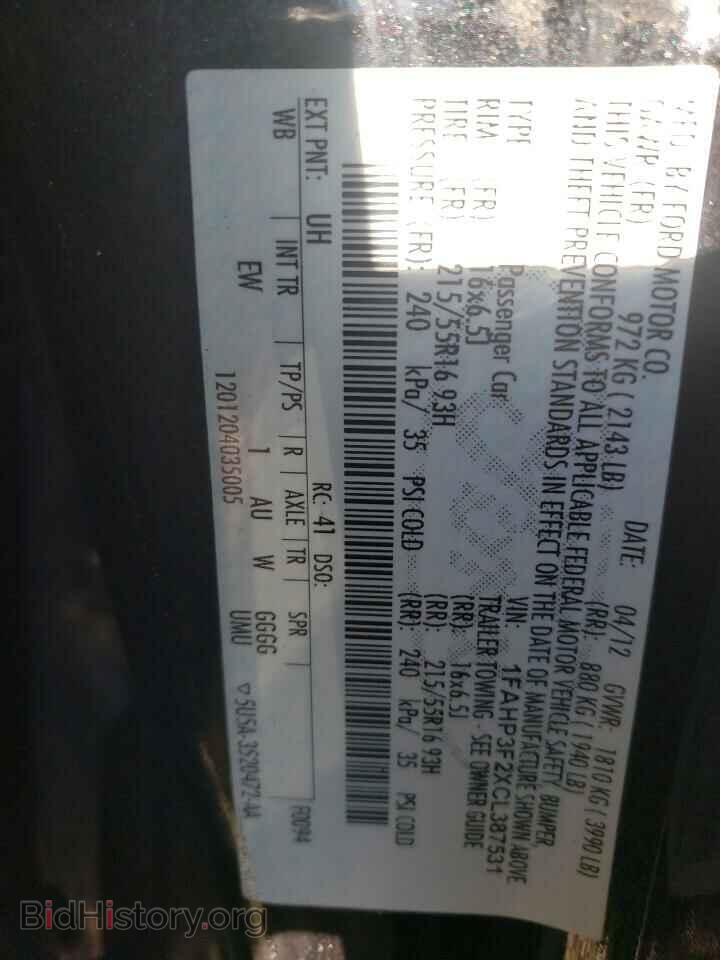 2012 FORD FOCUS - VIN: 1FAHP3F2XCL387531 - Photo 10