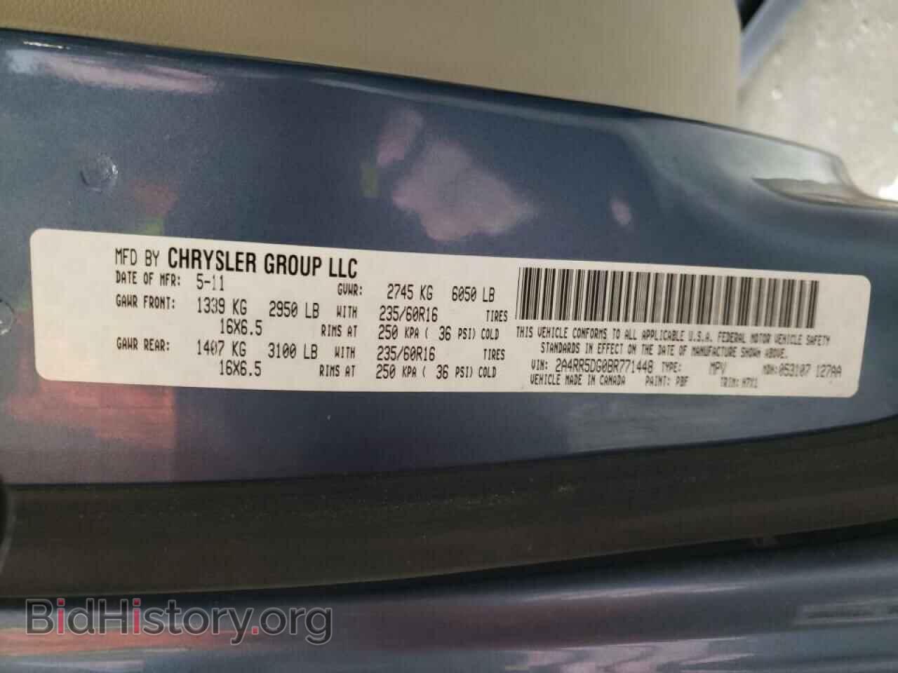 2011 CHRYSLER MINIVAN - VIN: 2A4RR5DG0BR771448 - Фото 10