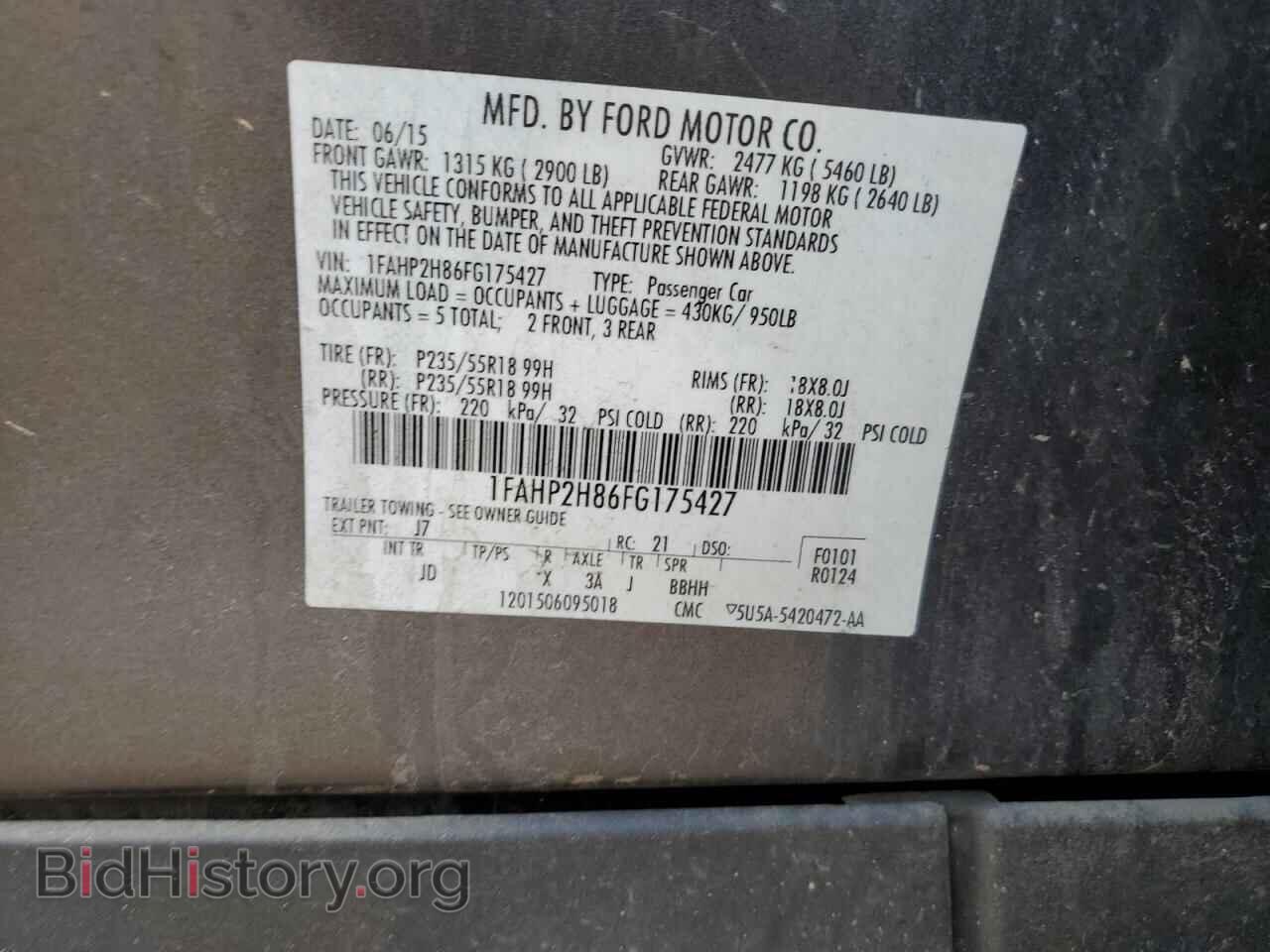 2015 FORD TAURUS - VIN: 1FAHP2H86FG175427 - Фото 12