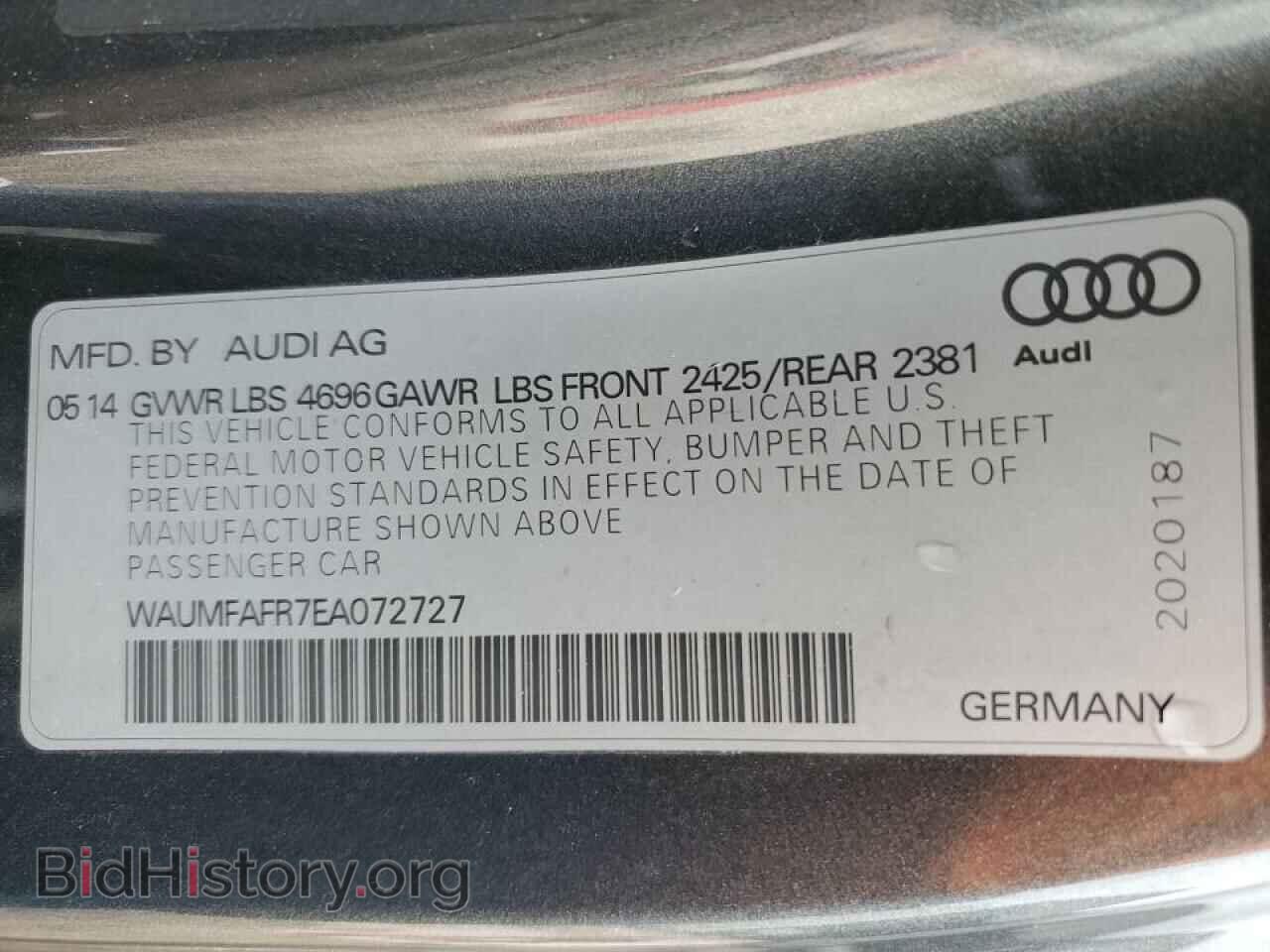 2014 AUDI A5 - VIN: WAUMFAFR7EA072727 - Фото 12