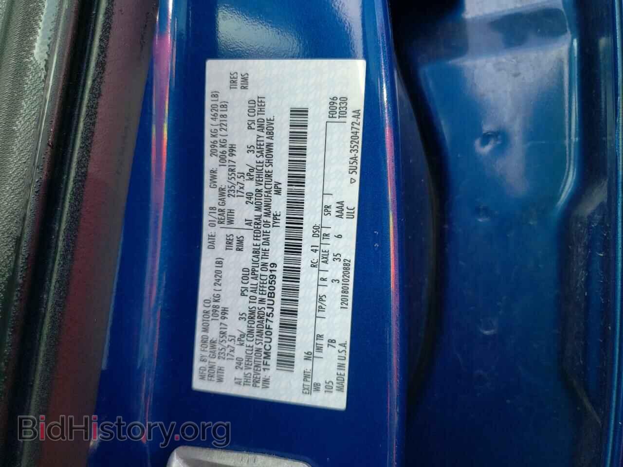 2018 FORD ESCAPE - VIN: 1FMCU0F75JUB05919 - Фото 13