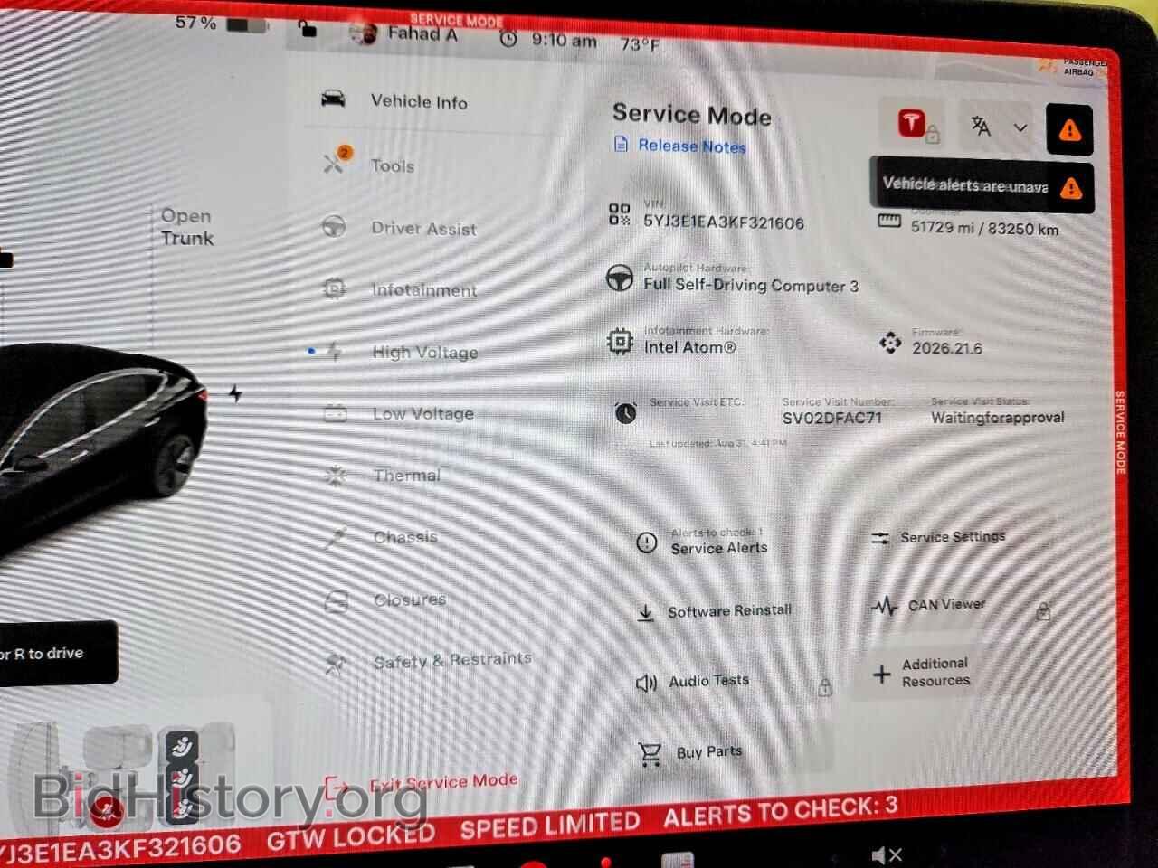 2019 TESLA MODEL 3 - VIN: 5YJ3E1EA3KF321606 - Фото 9
