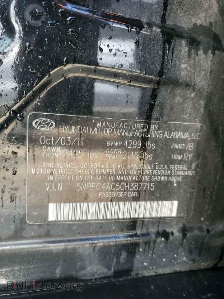 2012 HYUNDAI SONATA - VIN: 5NPEC4AC5CH387715 - Фото 12