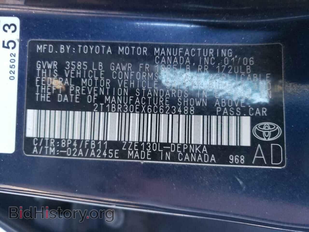 2006 TOYOTA COROLLA - VIN: 2T1BR30EX6C623488 - Фото 10