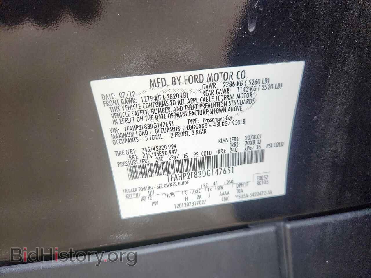 2013 FORD TAURUS - VIN: 1FAHP2F83DG147651 - Фото 12