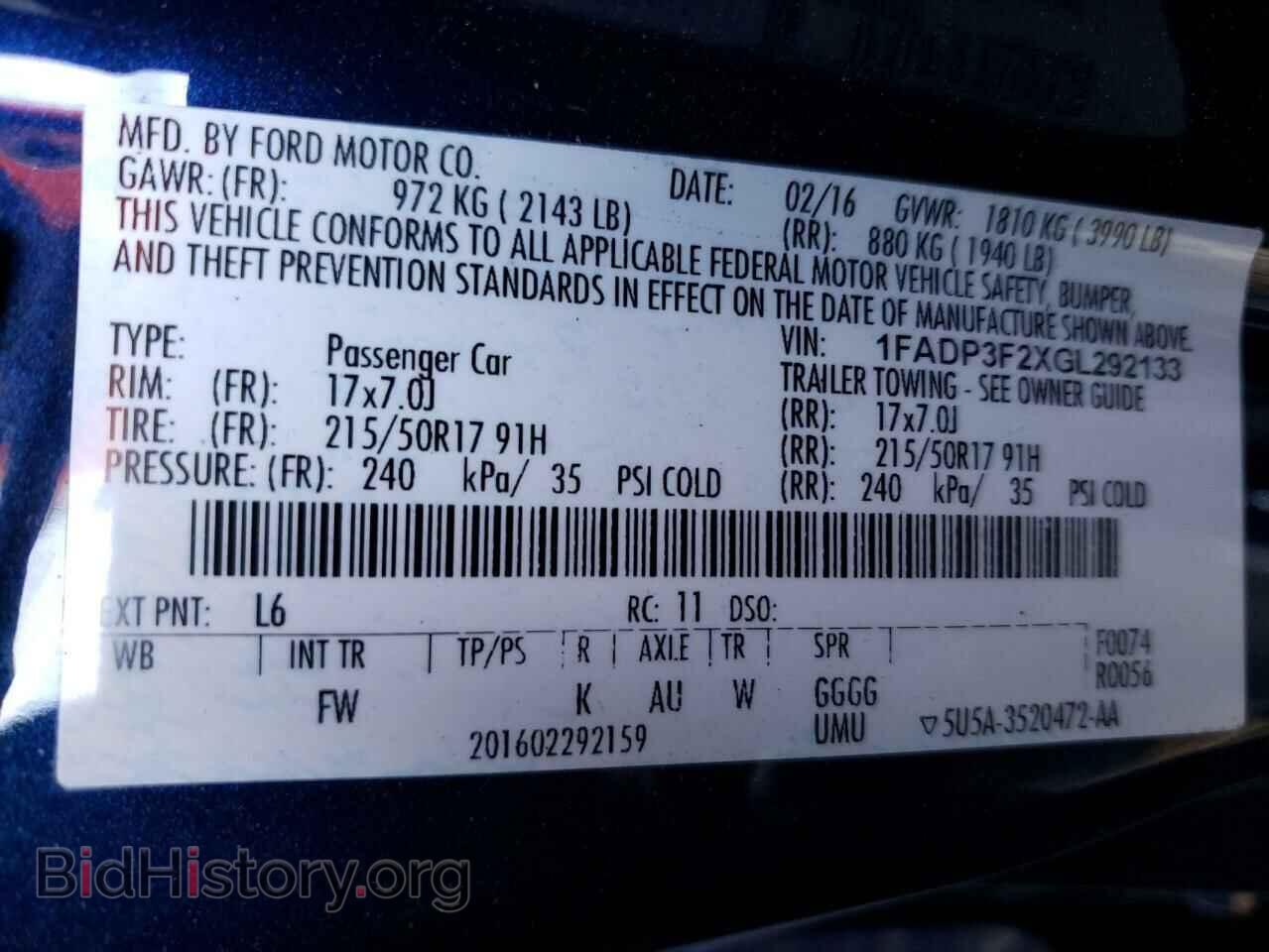 2016 FORD FOCUS - VIN: 1FADP3F2XGL292133 - Фото 10