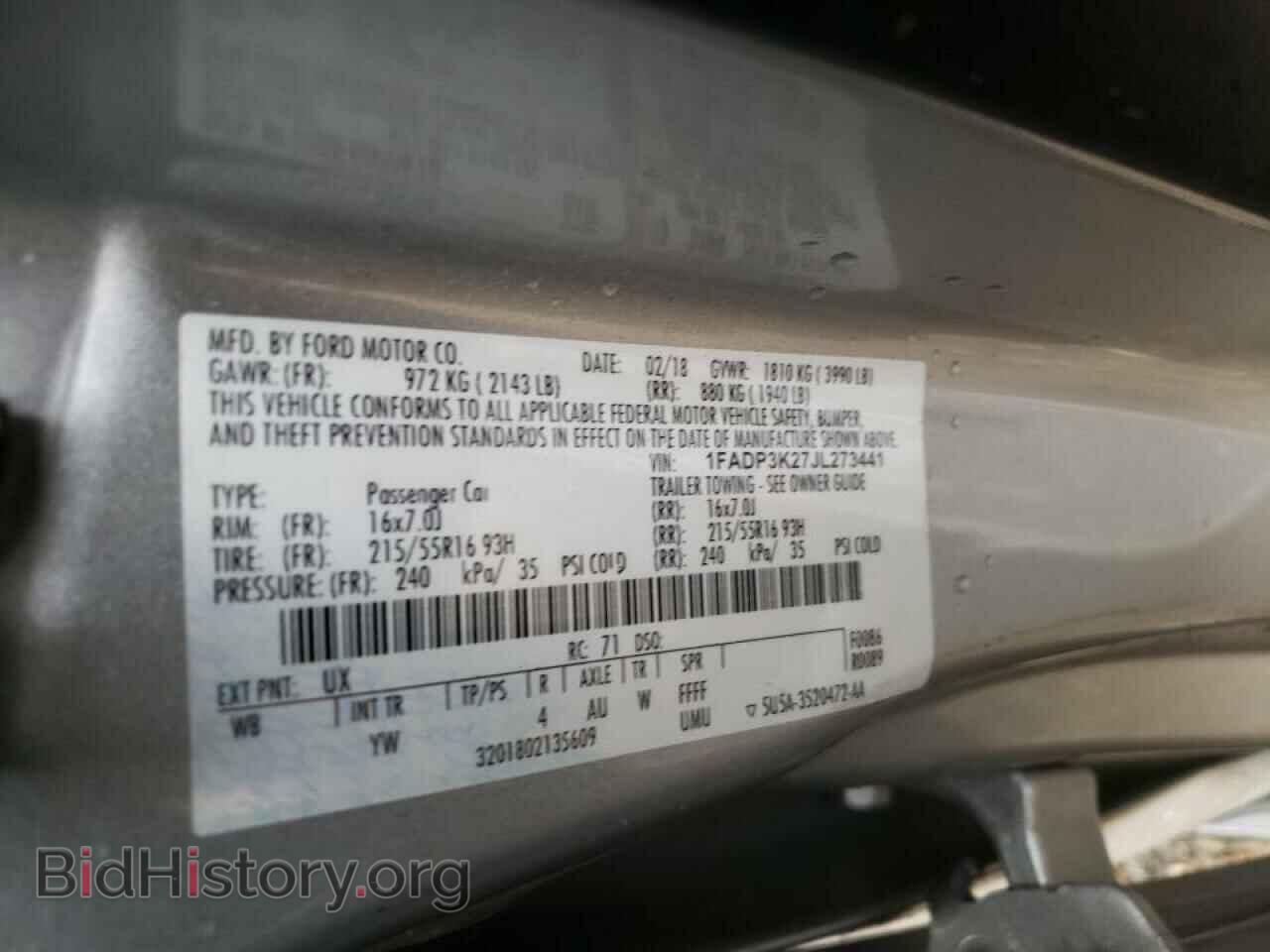 2018 FORD FOCUS - VIN: 1FADP3K27JL273441 - Фото 10