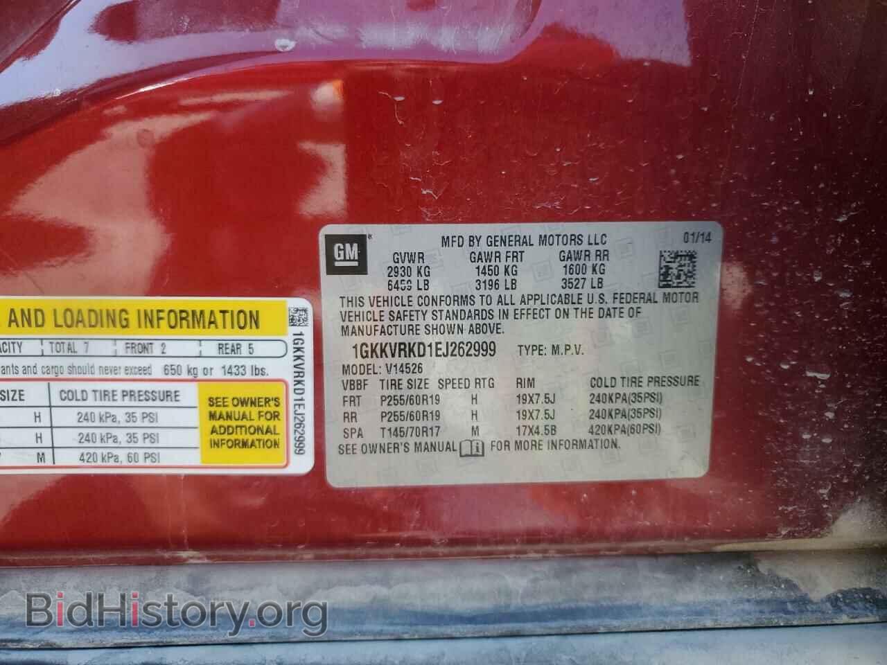 2014 GMC ACADIA - VIN: 1GKKVRKD1EJ262999 - Фото 14