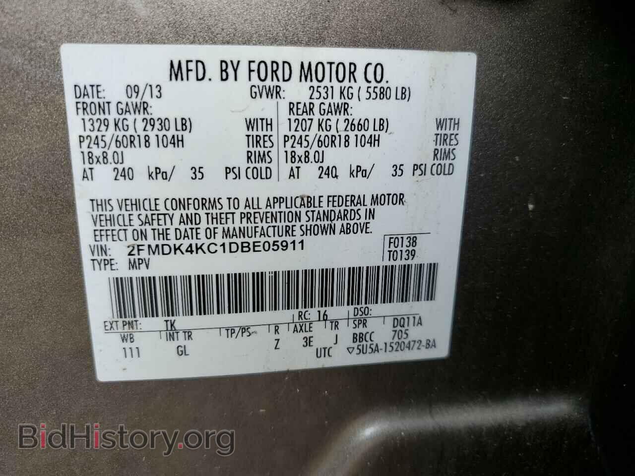 2013 FORD EDGE - VIN: 2FMDK4KC1DBE05911 - Photo 13