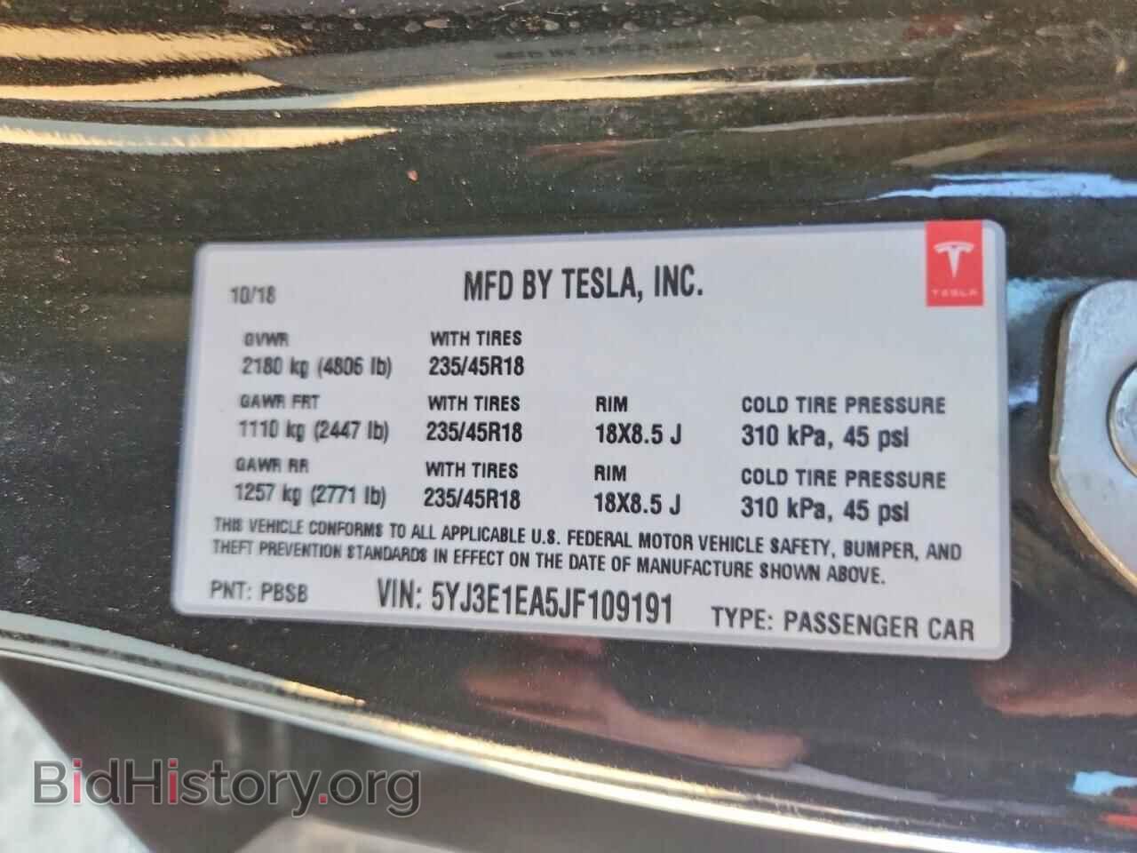 2018 TESLA MODEL 3 - VIN: 5YJ3E1EA5JF109191 - Фото 14