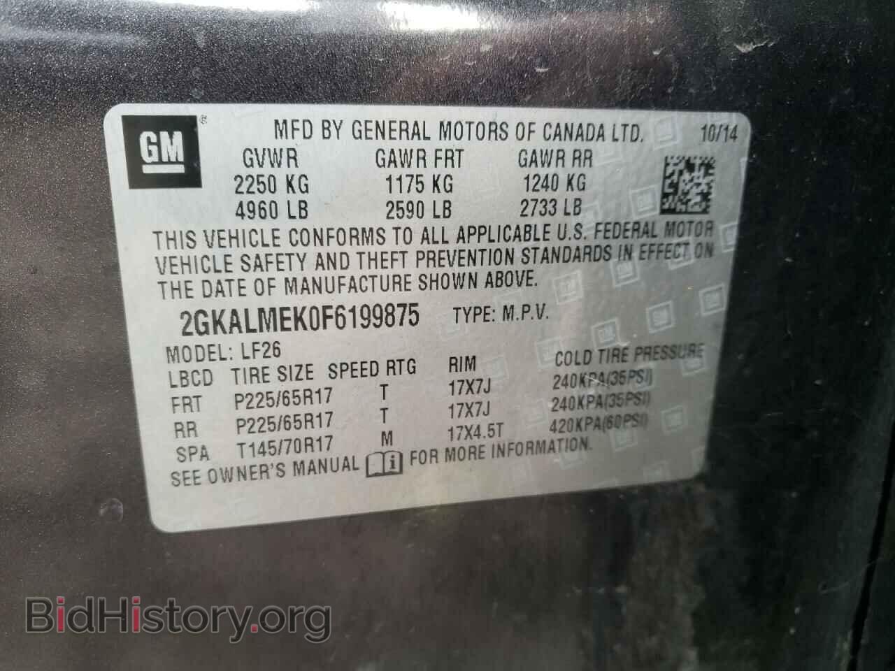 2015 GMC TERRAIN - VIN: 2GKALMEK0F6199875 - Photo 10