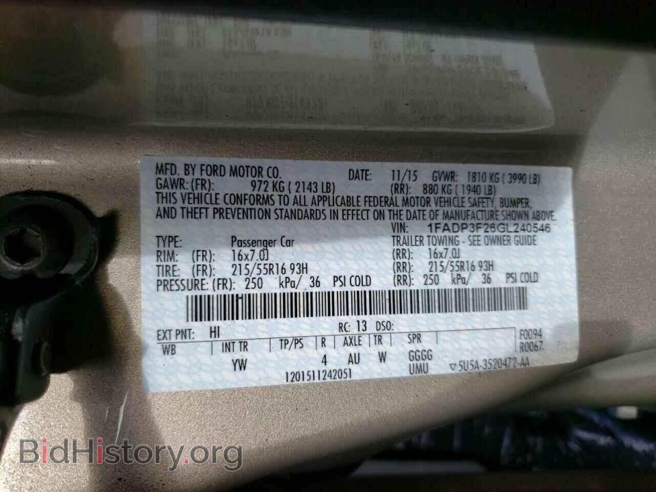 2016 FORD FOCUS - VIN: 1FADP3F26GL240546 - Фото 10