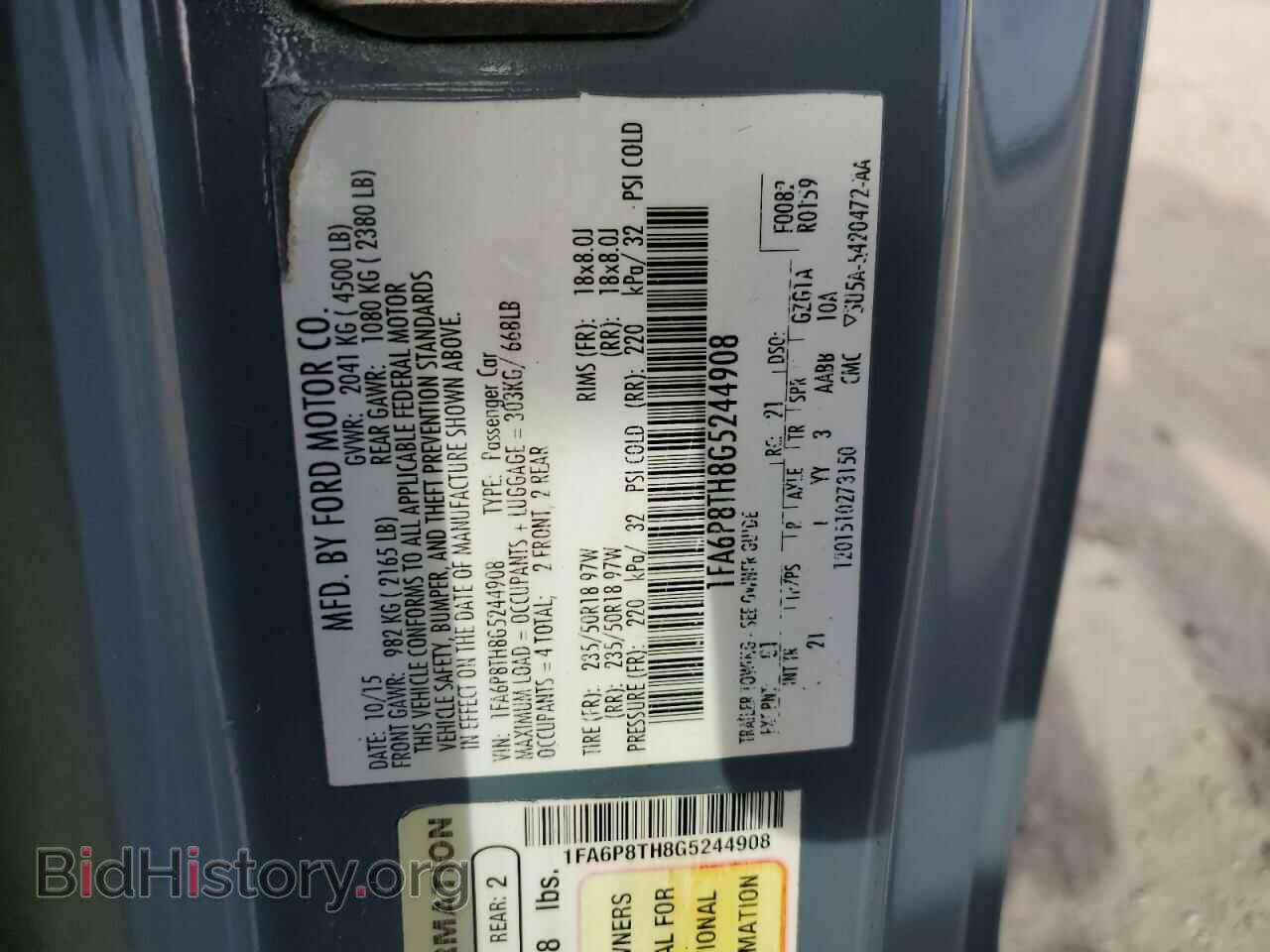 2016 FORD ALL Models - VIN: 1FA6P8TH8G5244908 - Photo 12
