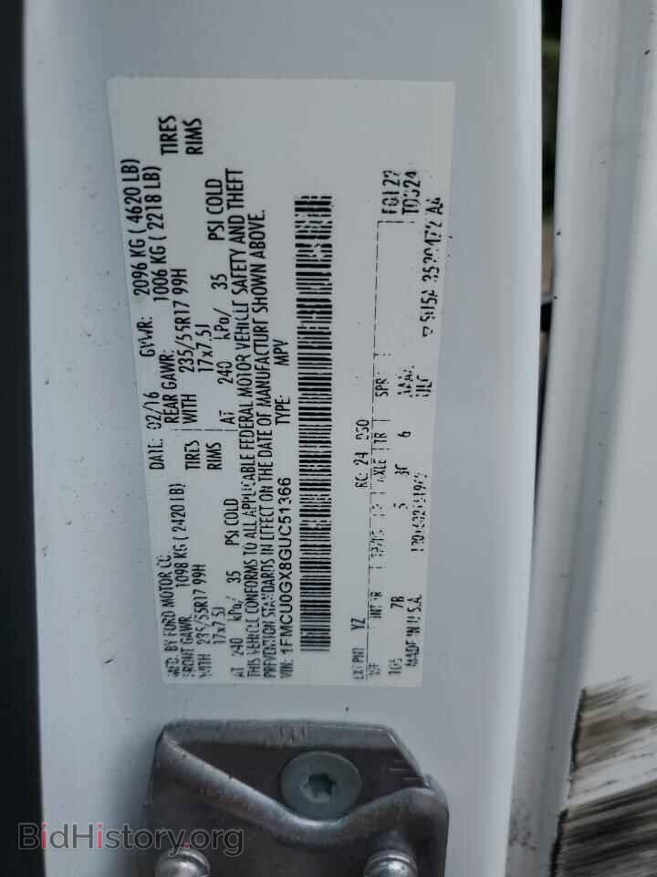 2016 FORD ESCAPE - VIN: 1FMCU0GX8GUC51366 - Фото 13