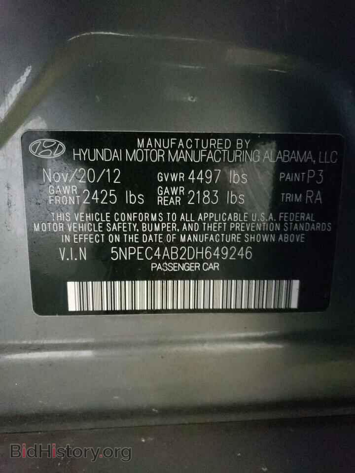 2013 HYUNDAI SONATA - VIN: 5NPEC4AB2DH649246 - Фото 10