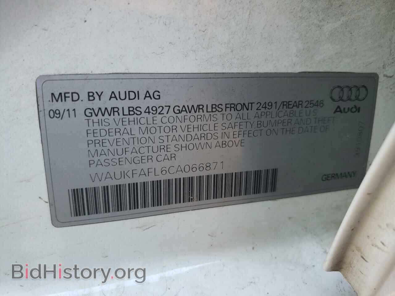 2012 AUDI A4 - VIN: WAUKFAFL6CA066871 - Фото 10