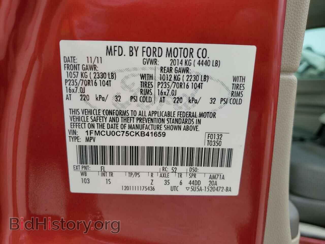 2012 FORD ESCAPE - VIN: 1FMCU0C75CKB41659 - Photo 13