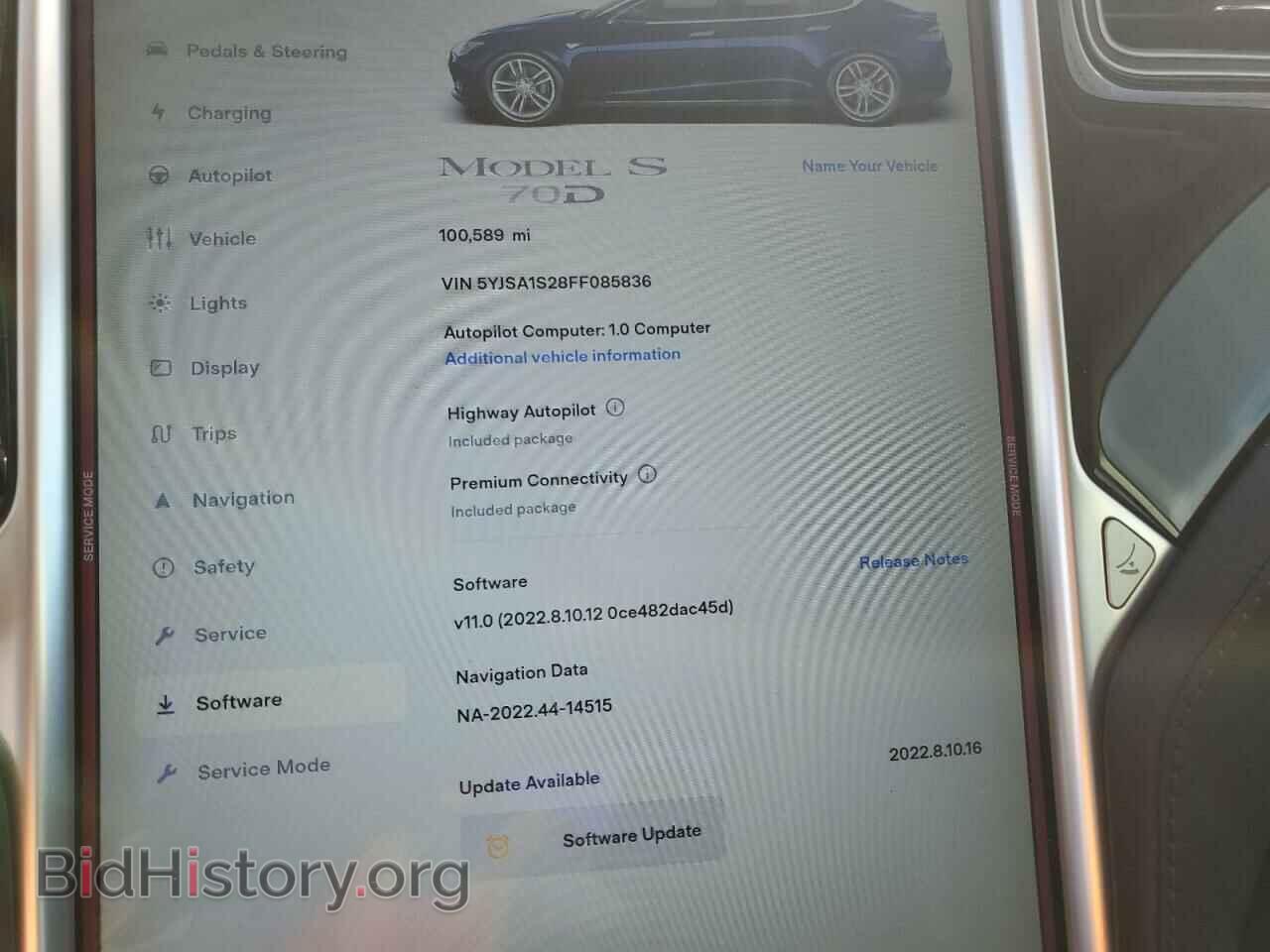 2015 TESLA MODEL S - VIN: 5YJSA1S28FF085836 - Фото 9