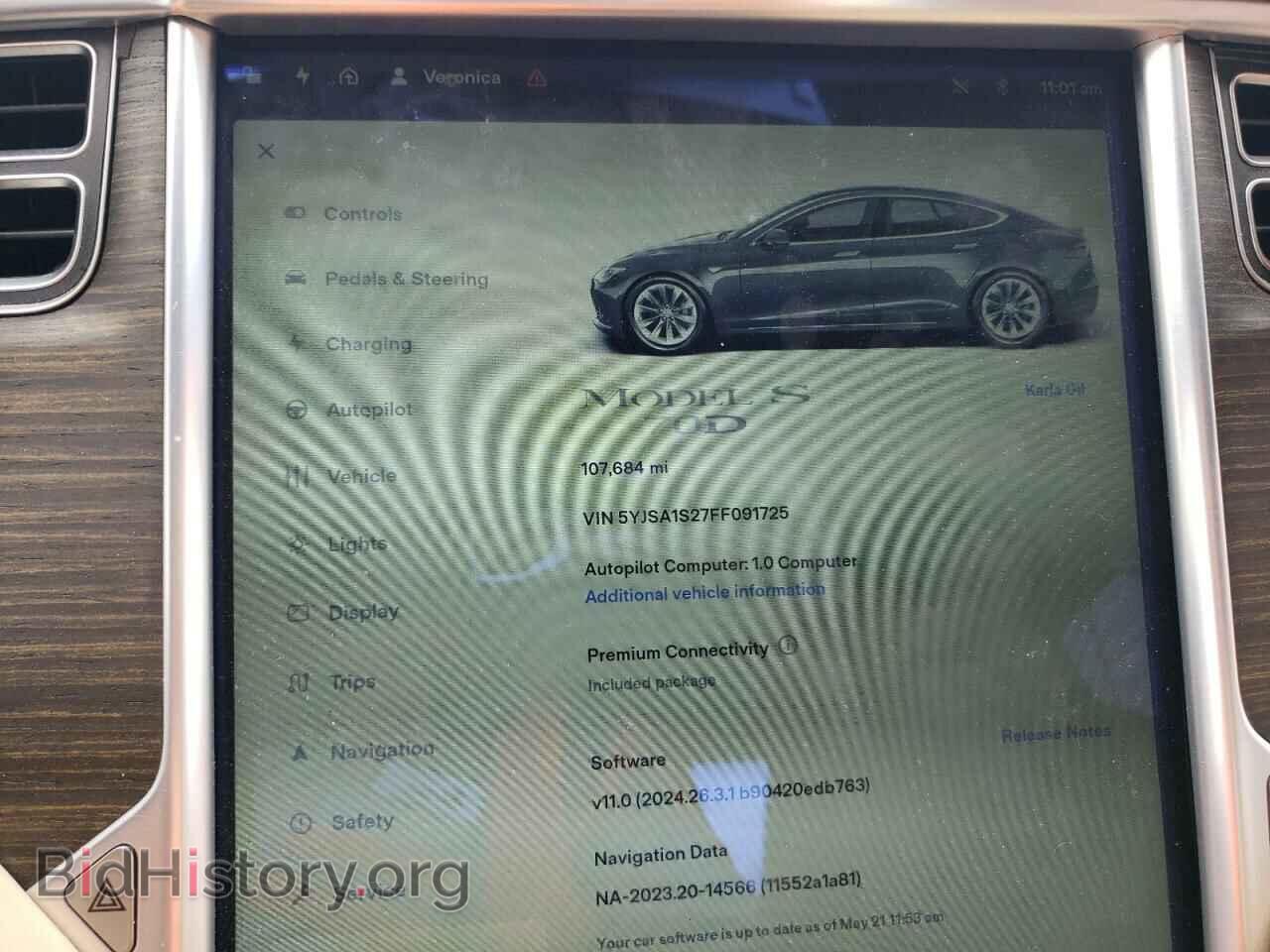 2015 TESLA MODEL S - VIN: 5YJSA1S27FF091725 - Фото 9