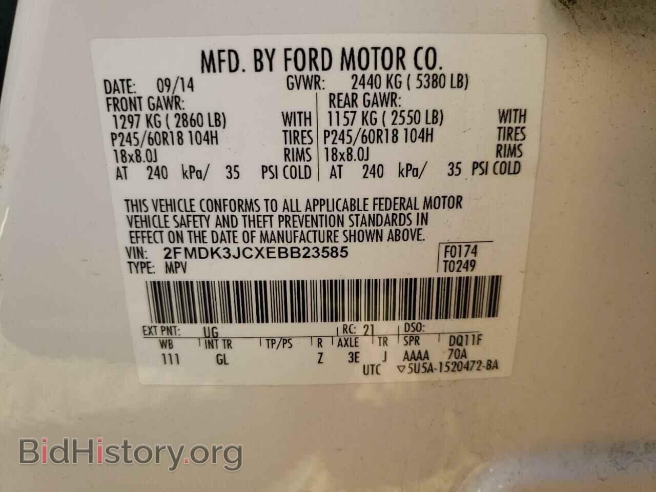2014 FORD EDGE - VIN: 2FMDK3JCXEBB23585 - Photo 10