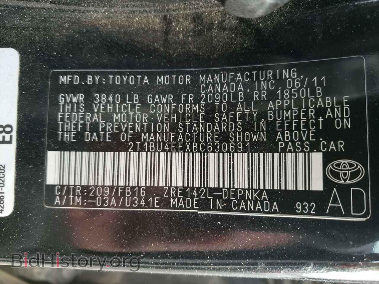 2011 TOYOTA COROLLA - VIN: 2T1BU4EEXBC630691 - Фото 10