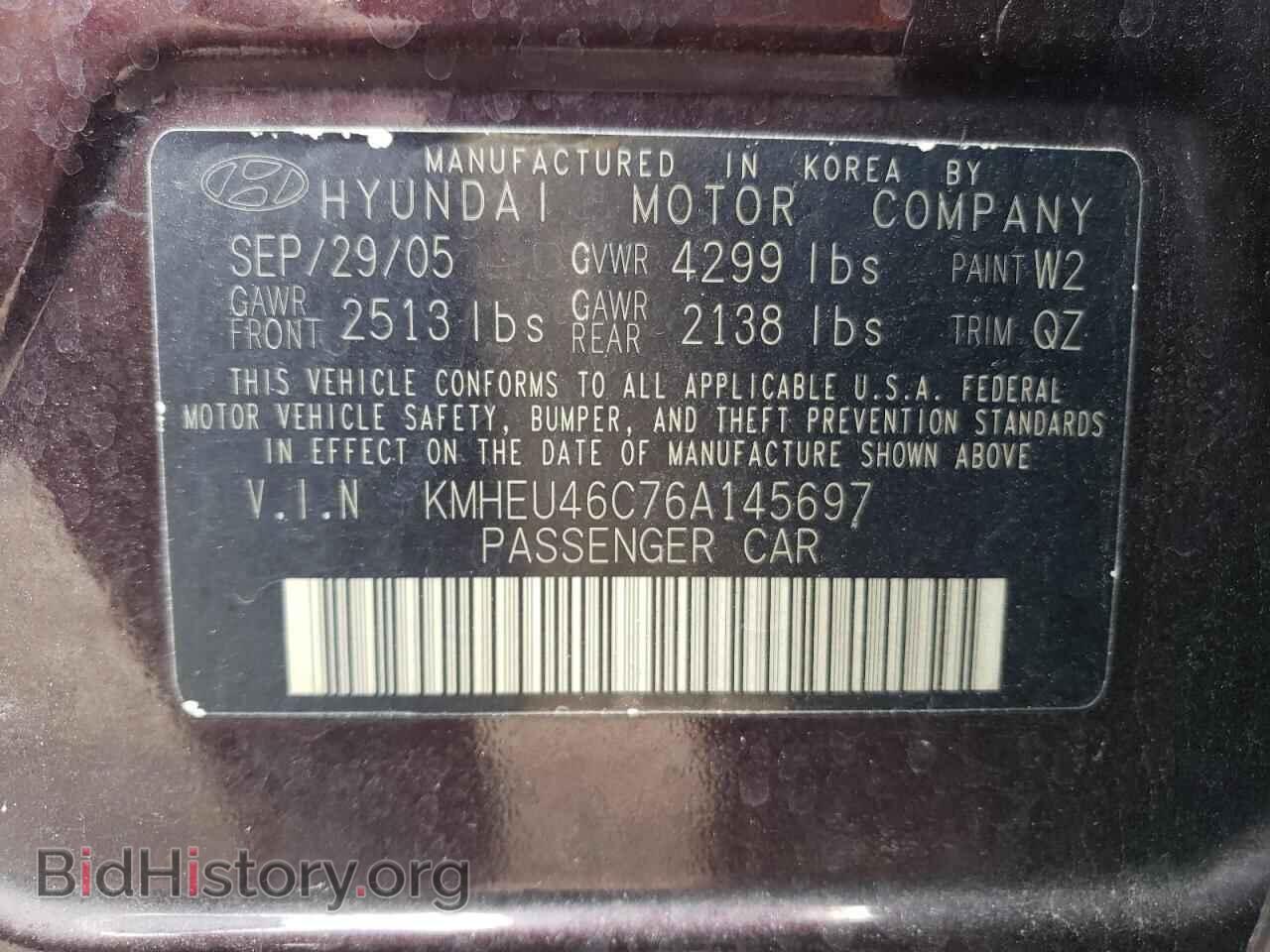 2006 HYUNDAI SONATA - VIN: KMHEU46C76A145697 - Фото 13