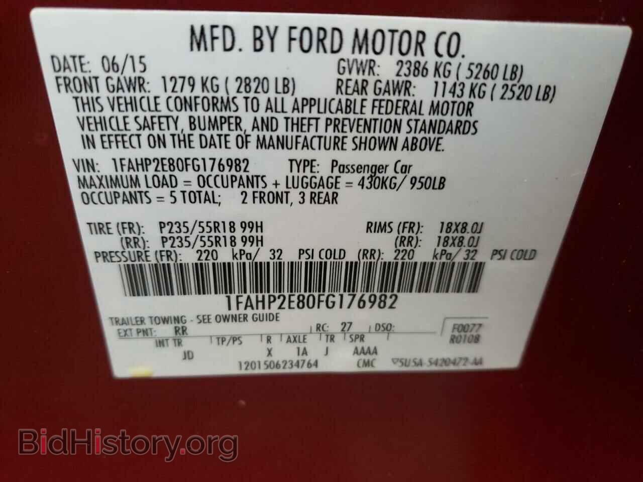 2015 FORD TAURUS - VIN: 1FAHP2E80FG176982 - Photo 10
