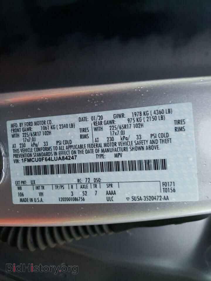 2020 FORD ESCAPE - VIN: 1FMCU0F64LUA84247 - Photo 10