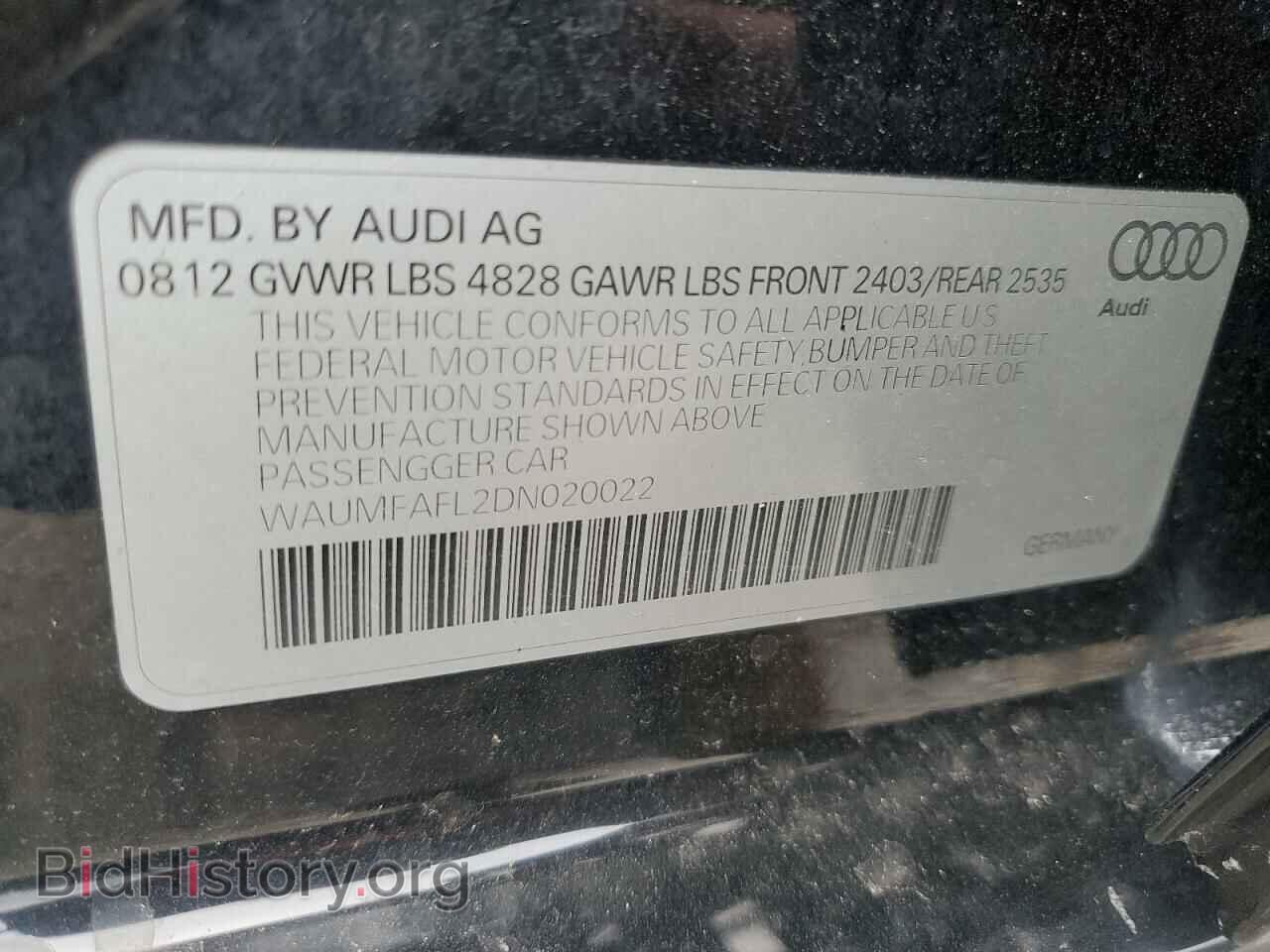 2013 AUDI A4 - VIN: WAUMFAFL2DN020022 - Фото 12