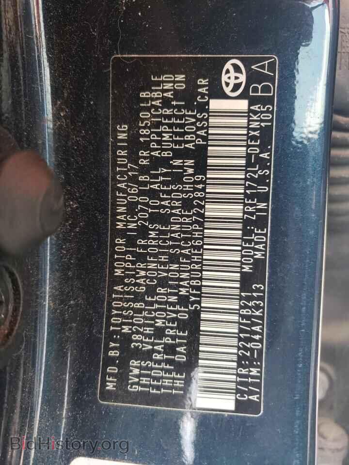 2017 TOYOTA COROLLA - VIN: 5YFBURHE6HP722849 - Фото 12